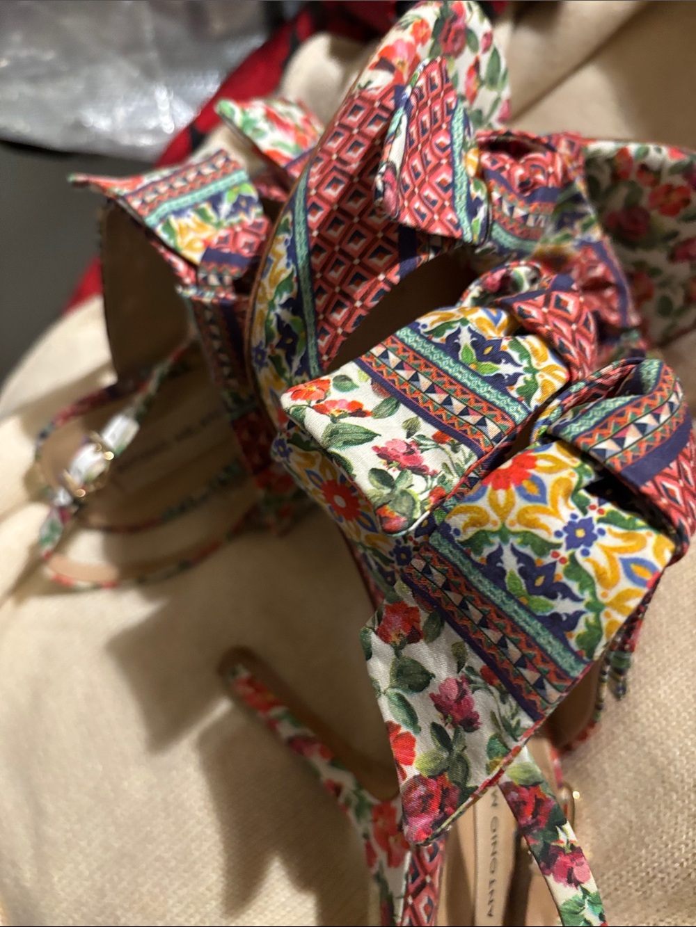 ANTONIO MELANI Multicolor Floral Print Wedge Sandals 4” heels - Picture 12 of 12